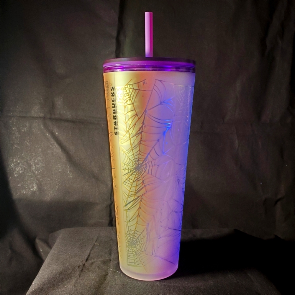 Starbucks 2021 Halloween Purple Frosted Spiderweb Tumbler HTF/Rare💜🕷🕸